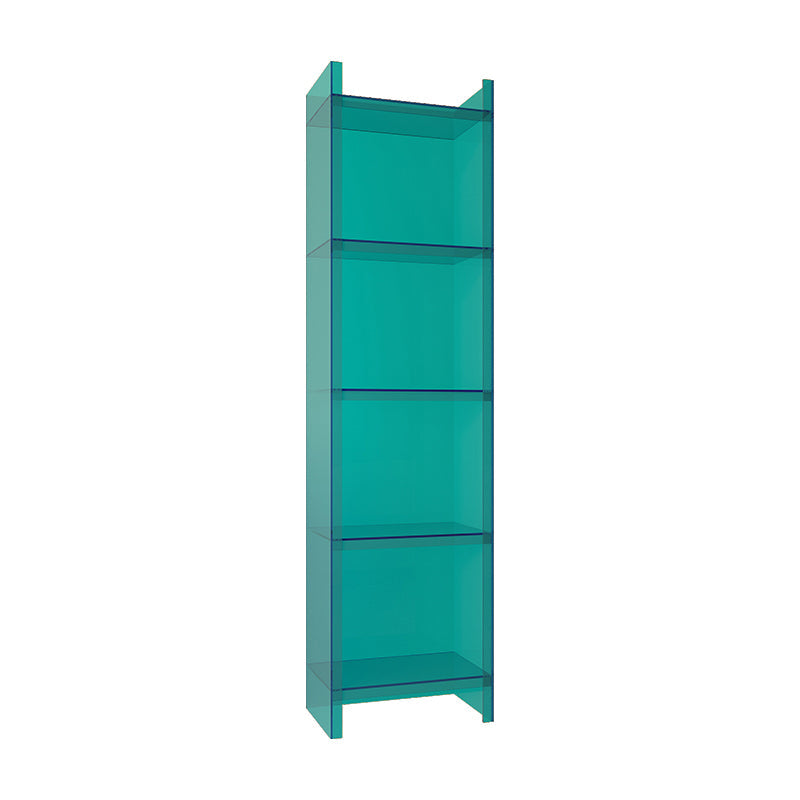 Glam Vertical Standard Bookshelf Acrylic Closed Back Bookshelf for Living Room 15.7"L x 9.8"W x 59.8"H Aqua Clearhalo 'Bookcases' 'furn' 'furn_bookcases' 'Furniture' 'furniture_bookcases' 'kitchen' 'kitchen_bookcases' 'Living Room Furniture' 'Office Furniture' 4718968