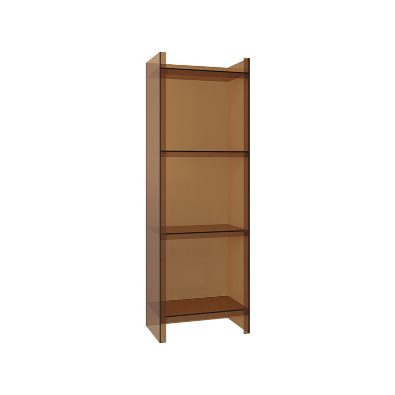 Glam Vertical Standard Bookshelf Acrylic Closed Back Bookshelf for Living Room 15.7"L x 9.8"W x 46.5"H Coffee Clearhalo 'Bookcases' 'furn' 'furn_bookcases' 'Furniture' 'furniture_bookcases' 'kitchen' 'kitchen_bookcases' 'Living Room Furniture' 'Office Furniture' 4718976