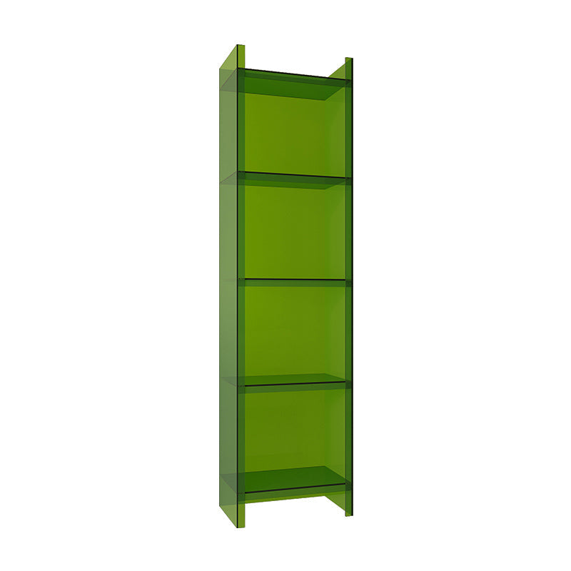 Glam Vertical Standard Bookshelf Acrylic Closed Back Bookshelf for Living Room 15.7"L x 9.8"W x 59.8"H Dark Green Clearhalo 'Bookcases' 'furn' 'furn_bookcases' 'Furniture' 'furniture_bookcases' 'kitchen' 'kitchen_bookcases' 'Living Room Furniture' 'Office Furniture' 4718981