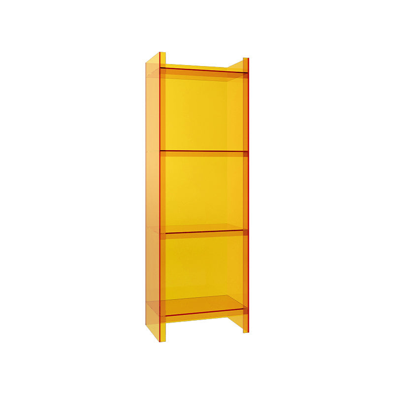 Glam Vertical Standard Bookshelf Acrylic Closed Back Bookshelf for Living Room 15.7"L x 9.8"W x 46.5"H Orange Clearhalo 'Bookcases' 'furn' 'furn_bookcases' 'Furniture' 'furniture_bookcases' 'kitchen' 'kitchen_bookcases' 'Living Room Furniture' 'Office Furniture' 4718983
