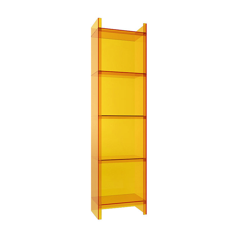 Glam Vertical Standard Bookshelf Acrylic Closed Back Bookshelf for Living Room 15.7"L x 9.8"W x 59.8"H Orange Clearhalo 'Bookcases' 'furn' 'furn_bookcases' 'Furniture' 'furniture_bookcases' 'kitchen' 'kitchen_bookcases' 'Living Room Furniture' 'Office Furniture' 4718985