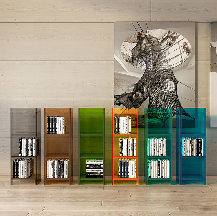 Glam Vertical Standard Bookshelf Acrylic Closed Back Bookshelf for Living Room Clearhalo 'Bookcases' 'furn' 'furn_bookcases' 'Furniture' 'furniture_bookcases' 'kitchen' 'kitchen_bookcases' 'Living Room Furniture' 'Office Furniture' 4718987