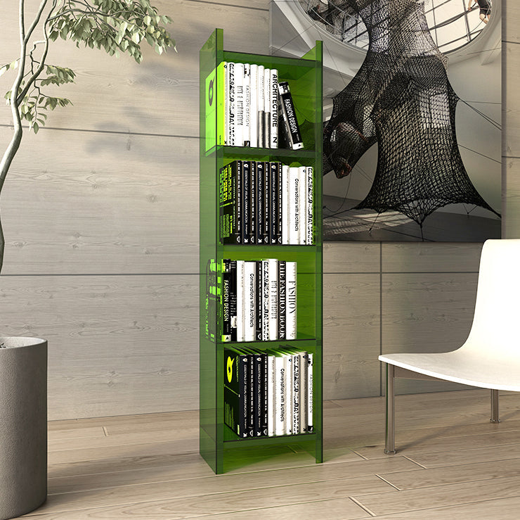 Glam Vertical Standard Bookshelf Acrylic Closed Back Bookshelf for Living Room Clearhalo 'Bookcases' 'furn' 'furn_bookcases' 'Furniture' 'furniture_bookcases' 'kitchen' 'kitchen_bookcases' 'Living Room Furniture' 'Office Furniture' 4718988