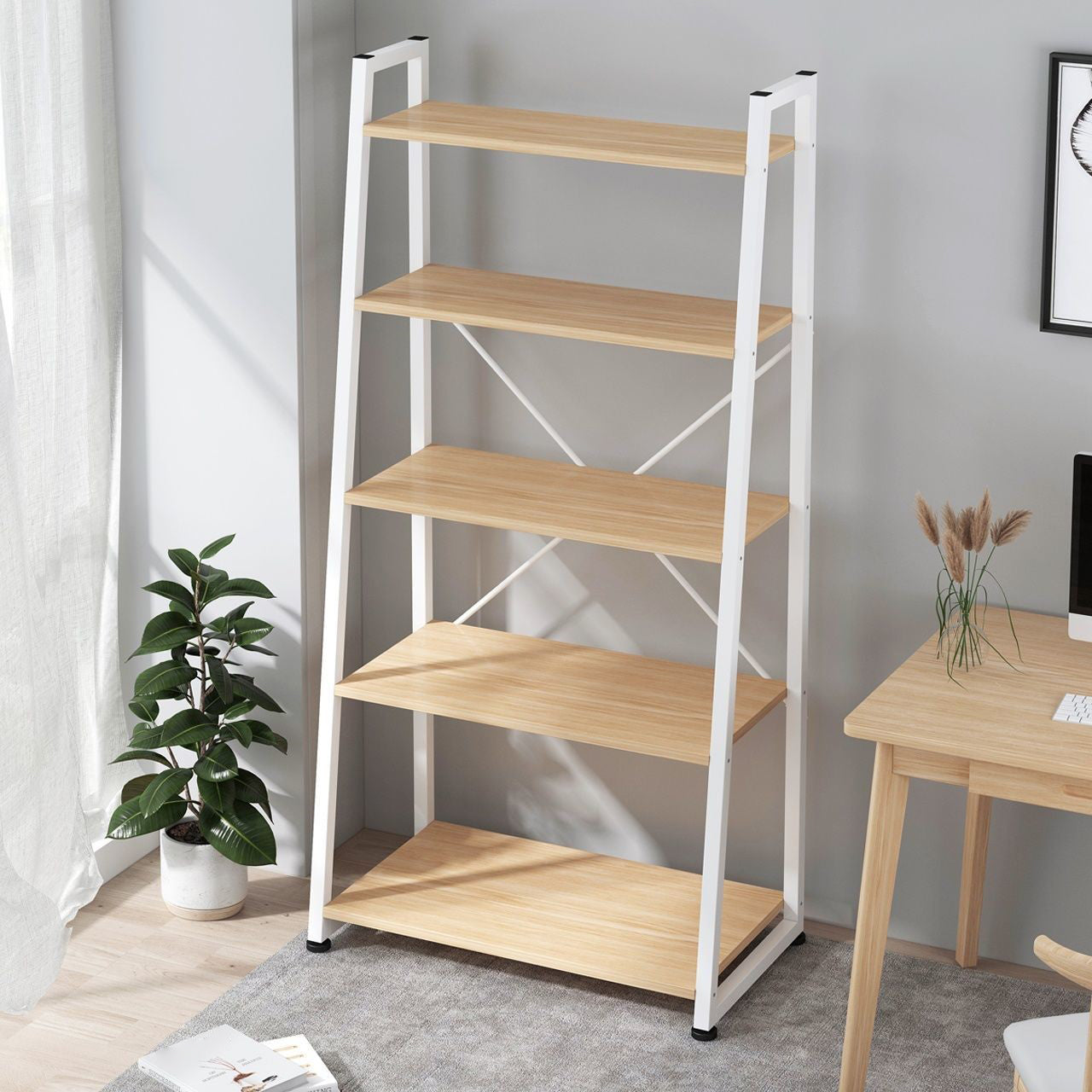 Industrial Vertical Open Bookshelf Metal Frame Manufactured Wood Shelf Bookshelf Clearhalo 'Bookcases' 'furn' 'furn_bookcases' 'Furniture' 'furniture_bookcases' 'kitchen' 'kitchen_bookcases' 'Living Room Furniture' 'Office Furniture' 4718991