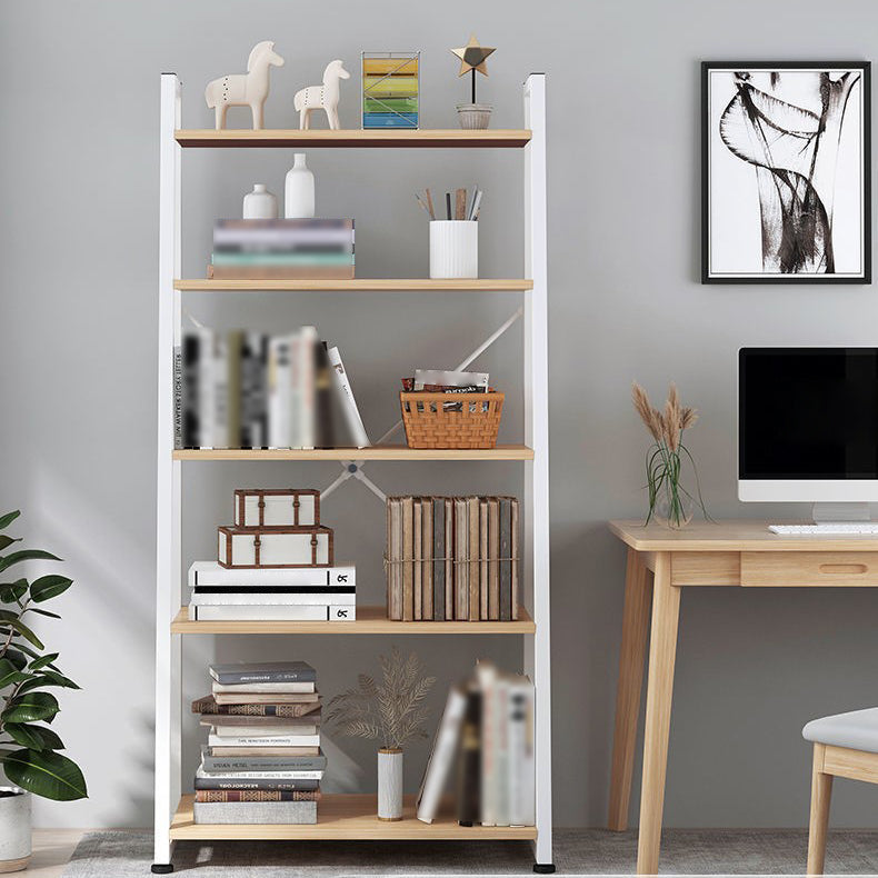 Industrial Vertical Open Bookshelf Metal Frame Manufactured Wood Shelf Bookshelf Clearhalo 'Bookcases' 'furn' 'furn_bookcases' 'Furniture' 'furniture_bookcases' 'kitchen' 'kitchen_bookcases' 'Living Room Furniture' 'Office Furniture' 4718994