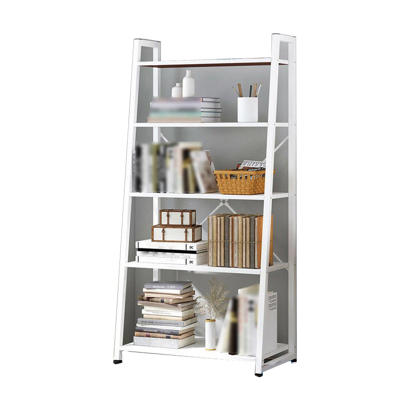 Industrial Vertical Open Bookshelf Metal Frame Manufactured Wood Shelf Bookshelf 24.4"L x 13"W x 59.1"H White Clearhalo 'Bookcases' 'furn' 'furn_bookcases' 'Furniture' 'furniture_bookcases' 'kitchen' 'kitchen_bookcases' 'Living Room Furniture' 'Office Furniture' 4719003