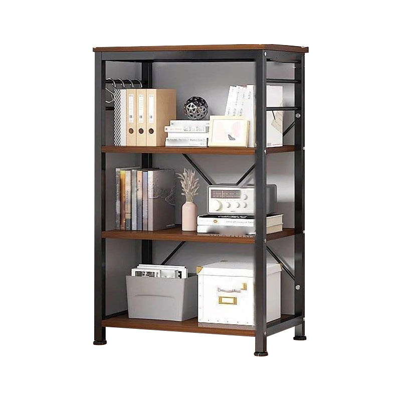 Industrial Vertical Open Bookshelf Metal Frame Manufactured Wood Shelf Bookshelf 20"L x 12"W x 35"H Black-Brown Clearhalo 'Bookcases' 'furn' 'furn_bookcases' 'Furniture' 'furniture_bookcases' 'kitchen' 'kitchen_bookcases' 'Living Room Furniture' 'Office Furniture' 4719005