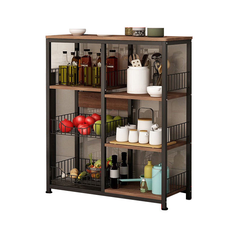 Industrial Vertical Open Bookshelf Metal Frame Manufactured Wood Shelf Bookshelf 32.3"L x 11.8"W x 40.2"H Black-Brown Clearhalo 'Bookcases' 'furn' 'furn_bookcases' 'Furniture' 'furniture_bookcases' 'kitchen' 'kitchen_bookcases' 'Living Room Furniture' 'Office Furniture' 4719007