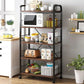 Industrial Vertical Open Bookshelf Metal Frame Manufactured Wood Shelf Bookshelf 23.6"L x 11.8"W x 55.5"H Black-Brown Clearhalo 'Bookcases' 'furn' 'furn_bookcases' 'Furniture' 'furniture_bookcases' 'kitchen' 'kitchen_bookcases' 'Living Room Furniture' 'Office Furniture' 4719011