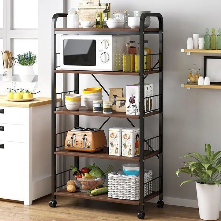 Industrial Vertical Open Bookshelf Metal Frame Manufactured Wood Shelf Bookshelf 23.6"L x 11.8"W x 55.5"H Black-Brown Clearhalo 'Bookcases' 'furn' 'furn_bookcases' 'Furniture' 'furniture_bookcases' 'kitchen' 'kitchen_bookcases' 'Living Room Furniture' 'Office Furniture' 4719011