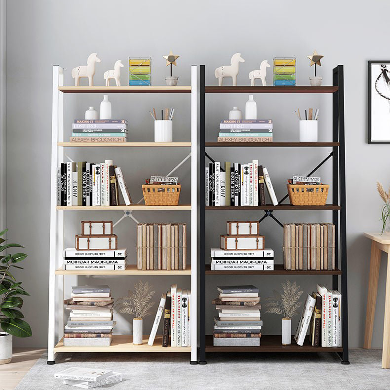 Industrial Vertical Open Bookshelf Metal Frame Manufactured Wood Shelf Bookshelf Clearhalo 'Bookcases' 'furn' 'furn_bookcases' 'Furniture' 'furniture_bookcases' 'kitchen' 'kitchen_bookcases' 'Living Room Furniture' 'Office Furniture' 4719012