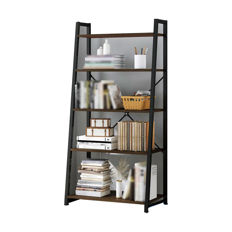 Industrial Vertical Open Bookshelf Metal Frame Manufactured Wood Shelf Bookshelf 24.4"L x 13"W x 59.1"H Black-Brown Clearhalo 'Bookcases' 'furn' 'furn_bookcases' 'Furniture' 'furniture_bookcases' 'kitchen' 'kitchen_bookcases' 'Living Room Furniture' 'Office Furniture' 4719014