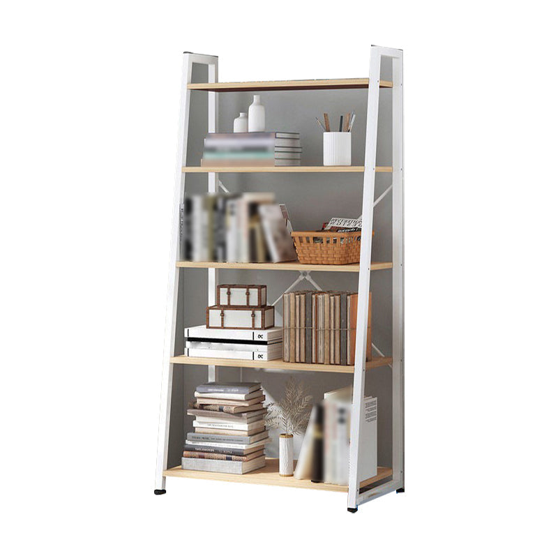 Industrial Vertical Open Bookshelf Metal Frame Manufactured Wood Shelf Bookshelf 24.4"L x 13"W x 59.1"H White-Wood Clearhalo 'Bookcases' 'furn' 'furn_bookcases' 'Furniture' 'furniture_bookcases' 'kitchen' 'kitchen_bookcases' 'Living Room Furniture' 'Office Furniture' 4719015