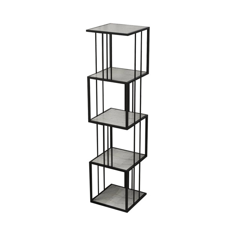 Glam Open Etagere Bookshelf Vertical Iron Bookshelf for Home 13.8"L x 13.8"W x 59.1"H Black Clearhalo 'Bookcases' 'furn' 'furn_bookcases' 'Furniture' 'furniture_bookcases' 'kitchen' 'kitchen_bookcases' 'Living Room Furniture' 'Office Furniture' 4719031