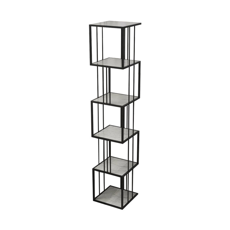 Glam Open Etagere Bookshelf Vertical Iron Bookshelf for Home 13.8"L x 13.8"W x 70.9"H Black Clearhalo 'Bookcases' 'furn' 'furn_bookcases' 'Furniture' 'furniture_bookcases' 'kitchen' 'kitchen_bookcases' 'Living Room Furniture' 'Office Furniture' 4719033