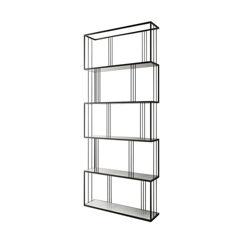 Glam Open Etagere Bookshelf Vertical Iron Bookshelf for Home 23.6"L x 11.8"W x 70.9"H Black Clearhalo 'Bookcases' 'furn' 'furn_bookcases' 'Furniture' 'furniture_bookcases' 'kitchen' 'kitchen_bookcases' 'Living Room Furniture' 'Office Furniture' 4719035