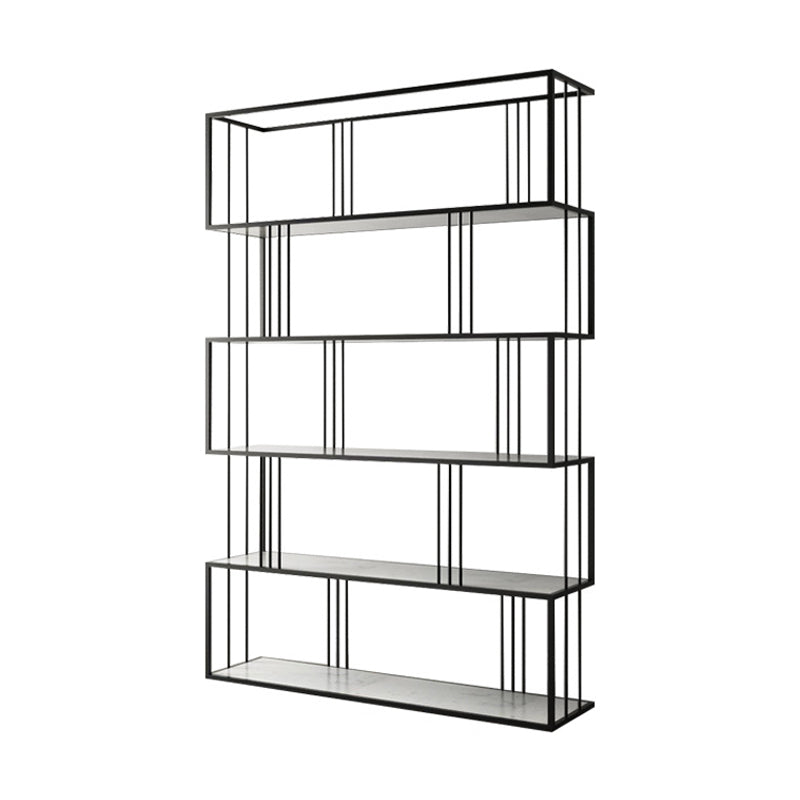 Glam Open Etagere Bookshelf Vertical Iron Bookshelf for Home 59.1"L x 11.8"W x 70.9"H Black Clearhalo 'Bookcases' 'furn' 'furn_bookcases' 'Furniture' 'furniture_bookcases' 'kitchen' 'kitchen_bookcases' 'Living Room Furniture' 'Office Furniture' 4719041