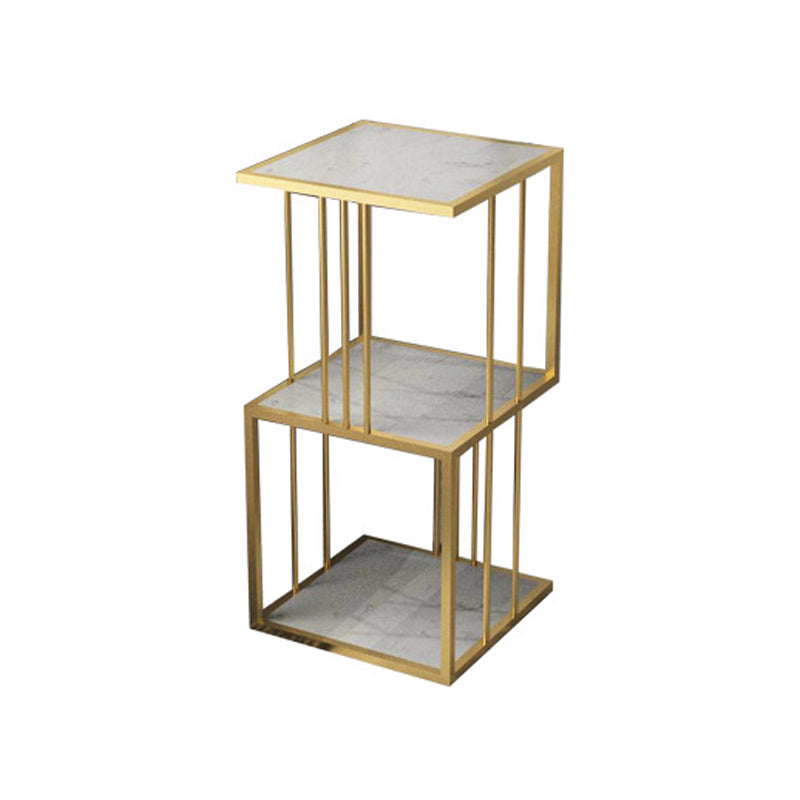 Glam Open Etagere Bookshelf Vertical Iron Bookshelf for Home 13.8"L x 13.8"W x 35.4"H Gold Clearhalo 'Bookcases' 'furn' 'furn_bookcases' 'Furniture' 'furniture_bookcases' 'kitchen' 'kitchen_bookcases' 'Living Room Furniture' 'Office Furniture' 4719042