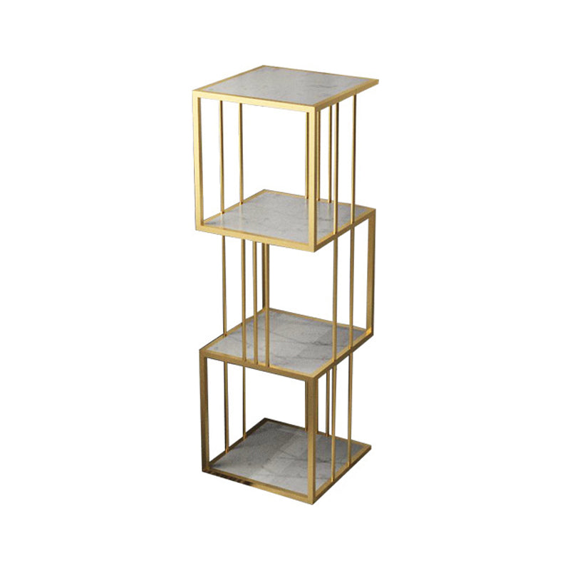 Glam Open Etagere Bookshelf Vertical Iron Bookshelf for Home 14"L x 14"W x 47"H Gold Clearhalo 'Bookcases' 'furn' 'furn_bookcases' 'Furniture' 'furniture_bookcases' 'kitchen' 'kitchen_bookcases' 'Living Room Furniture' 'Office Furniture' 4719043