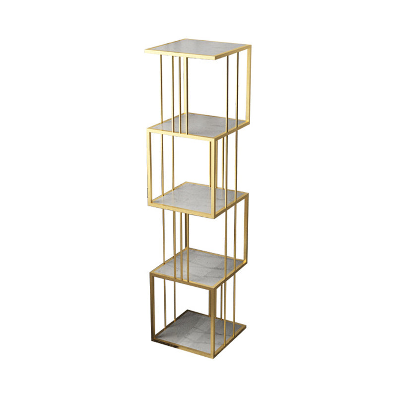 Glam Open Etagere Bookshelf Vertical Iron Bookshelf for Home 13.8"L x 13.8"W x 59.1"H Gold Clearhalo 'Bookcases' 'furn' 'furn_bookcases' 'Furniture' 'furniture_bookcases' 'kitchen' 'kitchen_bookcases' 'Living Room Furniture' 'Office Furniture' 4719044