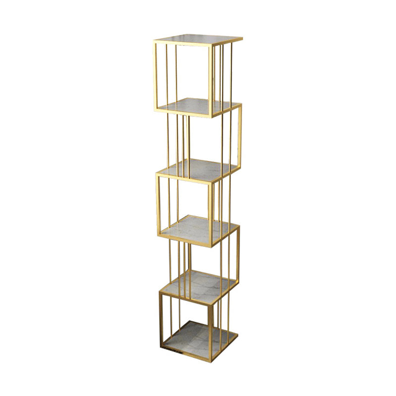 Glam Open Etagere Bookshelf Vertical Iron Bookshelf for Home 13.8"L x 13.8"W x 70.9"H Gold Clearhalo 'Bookcases' 'furn' 'furn_bookcases' 'Furniture' 'furniture_bookcases' 'kitchen' 'kitchen_bookcases' 'Living Room Furniture' 'Office Furniture' 4719045