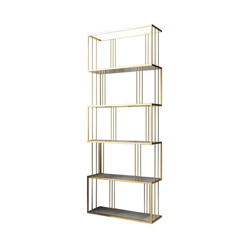 Glam Open Etagere Bookshelf Vertical Iron Bookshelf for Home 23.6"L x 11.8"W x 70.9"H Gold Clearhalo 'Bookcases' 'furn' 'furn_bookcases' 'Furniture' 'furniture_bookcases' 'kitchen' 'kitchen_bookcases' 'Living Room Furniture' 'Office Furniture' 4719046