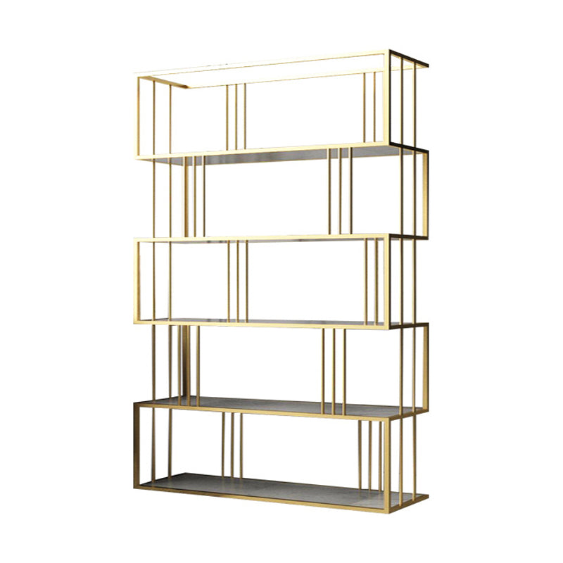 Glam Open Etagere Bookshelf Vertical Iron Bookshelf for Home 59.1"L x 11.8"W x 70.9"H Gold Clearhalo 'Bookcases' 'furn' 'furn_bookcases' 'Furniture' 'furniture_bookcases' 'kitchen' 'kitchen_bookcases' 'Living Room Furniture' 'Office Furniture' 4719048