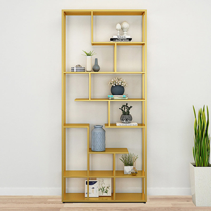 81"H Bookshelf Glam Style Open Back Bookcase for Study Room Home Office 35.4"L x 9.8"W x 80.7"H Gold Clearhalo 'Bookcases' 'furn' 'furn_bookcases' 'Furniture' 'furniture_bookcases' 'kitchen' 'kitchen_bookcases' 'Living Room Furniture' 'Office Furniture' 4719073