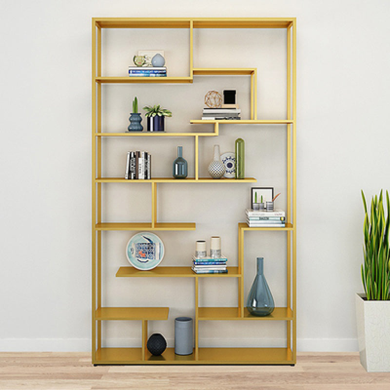 81"H Bookshelf Glam Style Open Back Bookcase for Study Room Home Office 47.2"L x 9.8"W x 80.7"H Gold Clearhalo 'Bookcases' 'furn' 'furn_bookcases' 'Furniture' 'furniture_bookcases' 'kitchen' 'kitchen_bookcases' 'Living Room Furniture' 'Office Furniture' 4719074