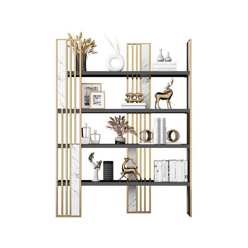 78.74"H Bookshelf Open Back Glam Style Bookcase for Study Room Home Office Gold-Black Clearhalo 'Bookcases' 'furn' 'furn_bookcases' 'Furniture' 'furniture_bookcases' 'kitchen' 'kitchen_bookcases' 'Living Room Furniture' 'Office Furniture' 4719081