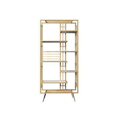 70.87"H Bookshelf Open Back Glam Style Bookcase for Home Office Study Room 23.6"L x 11.8"W x 70.9"H Gold Clearhalo 'Bookcases' 'furn' 'furn_bookcases' 'Furniture' 'furniture_bookcases' 'kitchen' 'kitchen_bookcases' 'Living Room Furniture' 'Office Furniture' 4719126