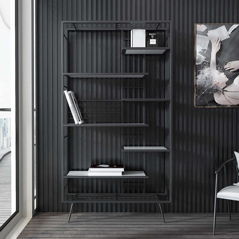 70.87"H Bookshelf Open Back Glam Style Bookcase for Home Office Study Room 39.4"L x 11.8"W x 70.9"H Black Clearhalo 'Bookcases' 'furn' 'furn_bookcases' 'Furniture' 'furniture_bookcases' 'kitchen' 'kitchen_bookcases' 'Living Room Furniture' 'Office Furniture' 4719127