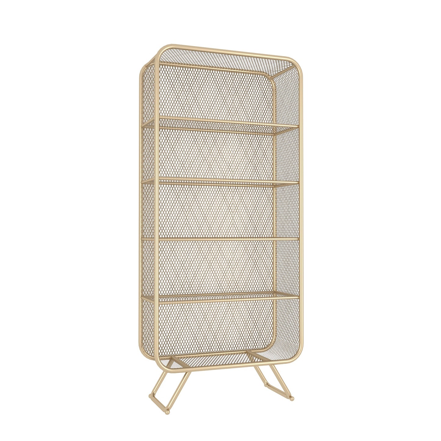 Closed Back Bookcase Glam Style Bookshelf for Home Study Room Office 31.5"L x 13.8"W x 70.9"H Gold Clearhalo 'Bookcases' 'furn' 'furn_bookcases' 'Furniture' 'furniture_bookcases' 'kitchen' 'kitchen_bookcases' 'Living Room Furniture' 'Office Furniture' 4719160