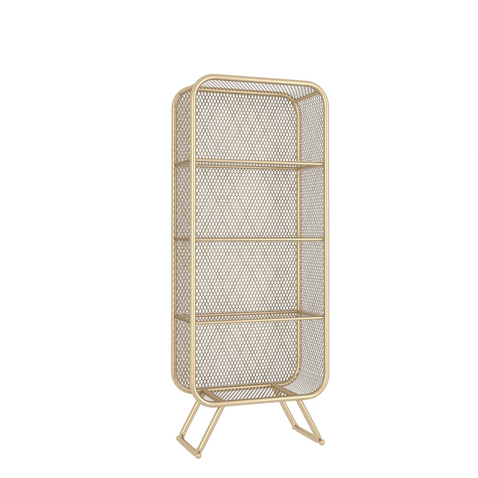 Closed Back Bookcase Glam Style Bookshelf for Home Study Room Office 23.6"L x 11.8"W x 59.1"H Gold Clearhalo 'Bookcases' 'furn' 'furn_bookcases' 'Furniture' 'furniture_bookcases' 'kitchen' 'kitchen_bookcases' 'Living Room Furniture' 'Office Furniture' 4719161