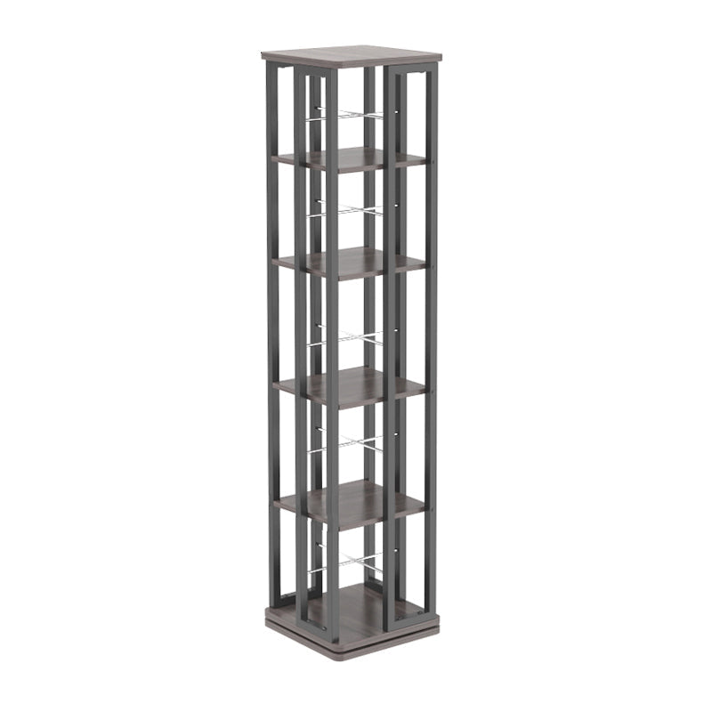 Open Vertical Industrial Corner Bookshelf Metal Frame Manufactured Wood Shelf Bookshelf 13.8"L x 13.8"W x 59.1"H Black-Brown Clearhalo 'Bookcases' 'furn' 'furn_bookcases' 'Furniture' 'furniture_bookcases' 'kitchen' 'kitchen_bookcases' 'Living Room Furniture' 'Office Furniture' 4719173