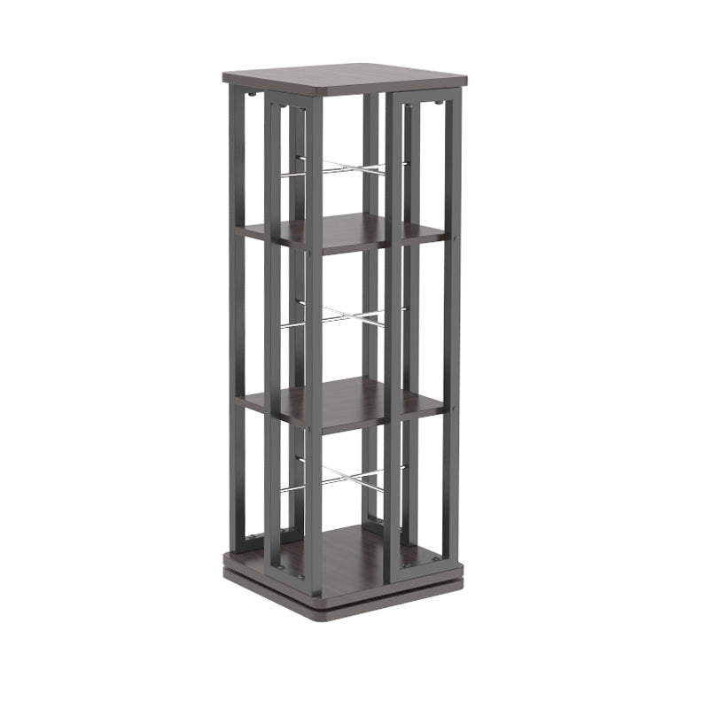 Open Vertical Industrial Corner Bookshelf Metal Frame Manufactured Wood Shelf Bookshelf 13.8"L x 13.8"W x 35.4"H Black-Brown Clearhalo 'Bookcases' 'furn' 'furn_bookcases' 'Furniture' 'furniture_bookcases' 'kitchen' 'kitchen_bookcases' 'Living Room Furniture' 'Office Furniture' 4719178