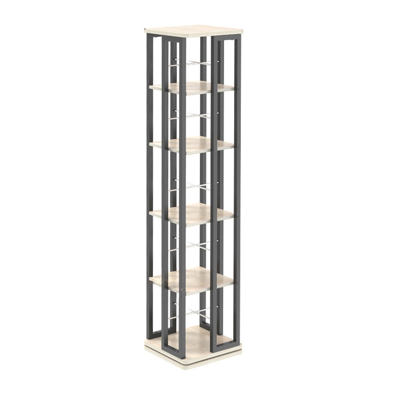 Open Vertical Industrial Corner Bookshelf Metal Frame Manufactured Wood Shelf Bookshelf 13.8"L x 13.8"W x 59.1"H Black-Wood Clearhalo 'Bookcases' 'furn' 'furn_bookcases' 'Furniture' 'furniture_bookcases' 'kitchen' 'kitchen_bookcases' 'Living Room Furniture' 'Office Furniture' 4719183