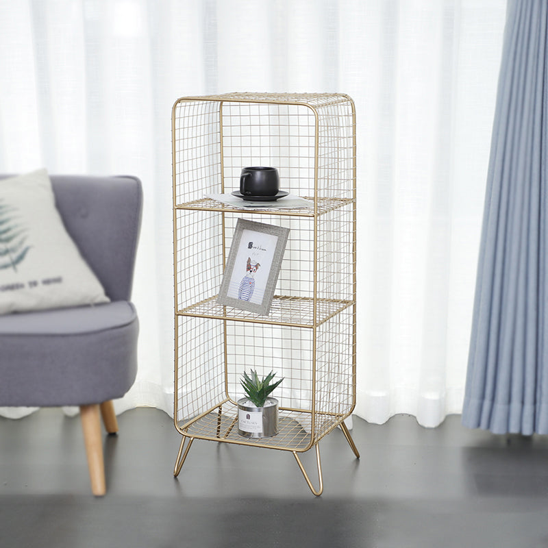 Closed Back Bookcase Glam Style Bookshelf for Home Office and Study Room 14"L x 12"W x 35"H Gold Clearhalo 'Bookcases' 'furn' 'furn_bookcases' 'Furniture' 'furniture_bookcases' 'kitchen' 'kitchen_bookcases' 'Living Room Furniture' 'Office Furniture' 4719192