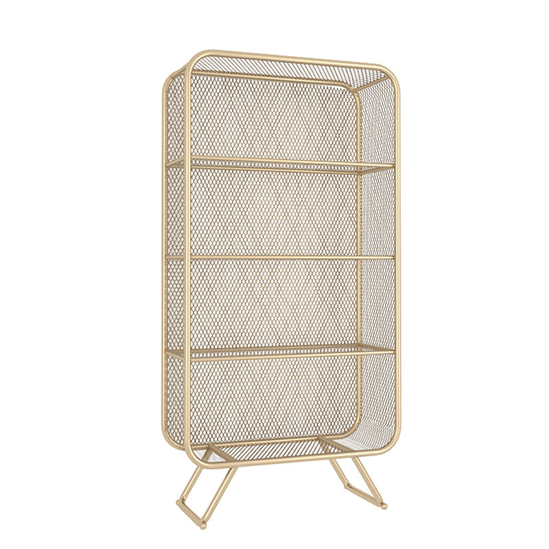 Closed Back Bookcase Glam Style Bookshelf for Home Office and Study Room 31.5"L x 11.8"W x 59.1"H Gold Clearhalo 'Bookcases' 'furn' 'furn_bookcases' 'Furniture' 'furniture_bookcases' 'kitchen' 'kitchen_bookcases' 'Living Room Furniture' 'Office Furniture' 4719200