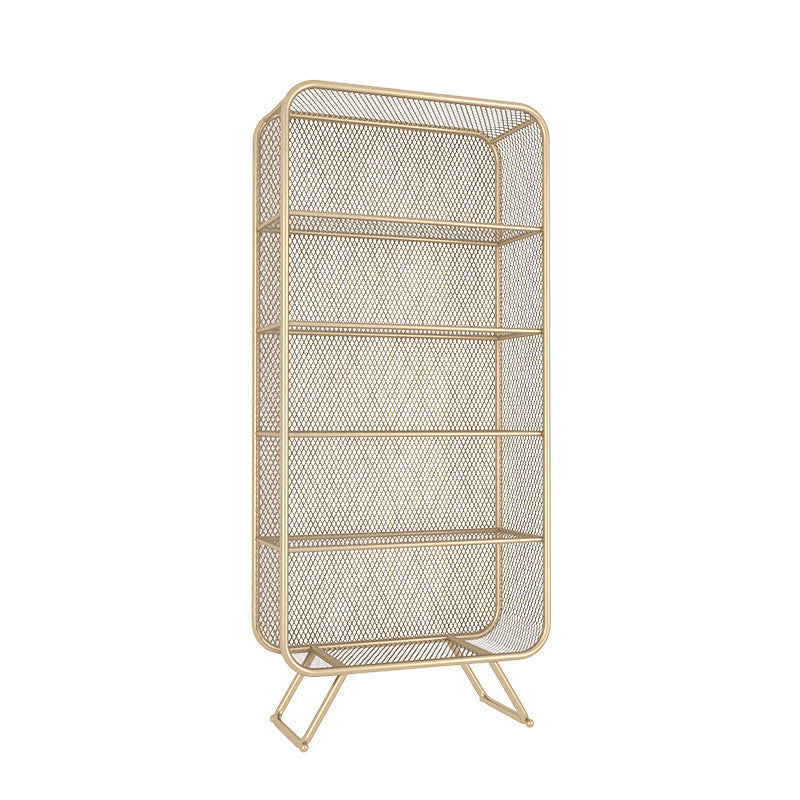 Closed Back Bookcase Glam Style Bookshelf for Home Office and Study Room 31.5"L x 13.8"W x 70.9"H Gold Clearhalo 'Bookcases' 'furn' 'furn_bookcases' 'Furniture' 'furniture_bookcases' 'kitchen' 'kitchen_bookcases' 'Living Room Furniture' 'Office Furniture' 4719203