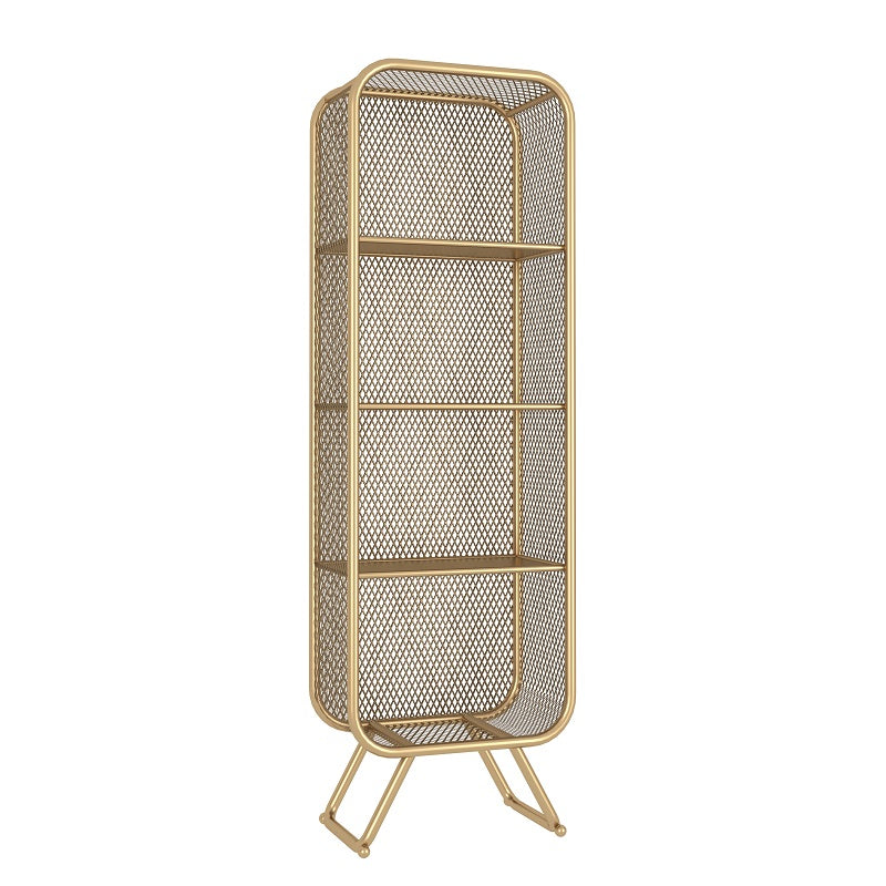 Closed Back Bookcase Glam Style Bookshelf for Home Office and Study Room 19.7"L x 11.8"W x 63"H Dark Gold Clearhalo 'Bookcases' 'furn' 'furn_bookcases' 'Furniture' 'furniture_bookcases' 'kitchen' 'kitchen_bookcases' 'Living Room Furniture' 'Office Furniture' 4719211