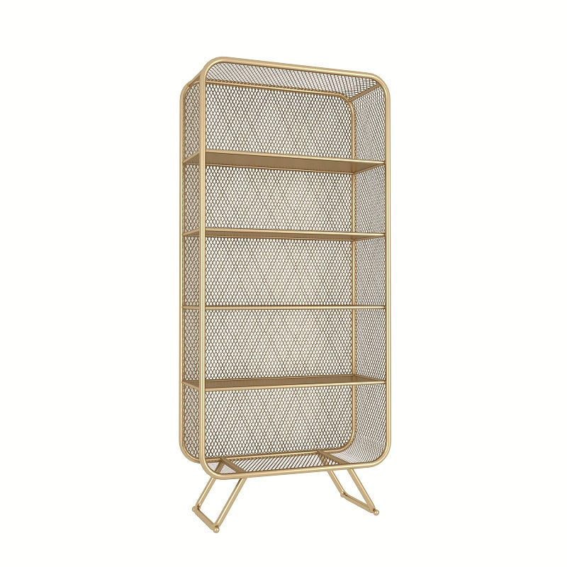 Closed Back Bookcase Glam Style Bookshelf for Home Office and Study Room 31.5"L x 13.8"W x 70.9"H Dark Gold Clearhalo 'Bookcases' 'furn' 'furn_bookcases' 'Furniture' 'furniture_bookcases' 'kitchen' 'kitchen_bookcases' 'Living Room Furniture' 'Office Furniture' 4719212