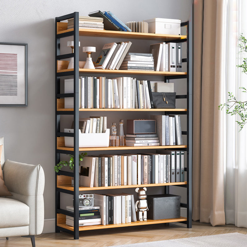 Industrial Vertical Etagere Bookshelf Steel Frame Manufactured Wood Shelf Bookshelf Clearhalo 'Bookcases' 'furn' 'furn_bookcases' 'Furniture' 'furniture_bookcases' 'kitchen' 'kitchen_bookcases' 'Living Room Furniture' 'Office Furniture' 4719222