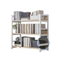 Industrial Vertical Etagere Bookshelf Steel Frame Manufactured Wood Shelf Bookshelf 31.5"L x 11.8"W x 31.9"H White-Wood Clearhalo 'Bookcases' 'furn' 'furn_bookcases' 'Furniture' 'furniture_bookcases' 'kitchen' 'kitchen_bookcases' 'Living Room Furniture' 'Office Furniture' 4719223