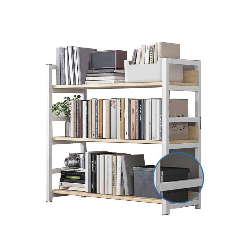 Industrial Vertical Etagere Bookshelf Steel Frame Manufactured Wood Shelf Bookshelf 31.5"L x 11.8"W x 31.9"H White-Wood Clearhalo 'Bookcases' 'furn' 'furn_bookcases' 'Furniture' 'furniture_bookcases' 'kitchen' 'kitchen_bookcases' 'Living Room Furniture' 'Office Furniture' 4719223