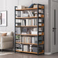 Industrial Vertical Etagere Bookshelf Steel Frame Manufactured Wood Shelf Bookshelf Clearhalo 'Bookcases' 'furn' 'furn_bookcases' 'Furniture' 'furniture_bookcases' 'kitchen' 'kitchen_bookcases' 'Living Room Furniture' 'Office Furniture' 4719226