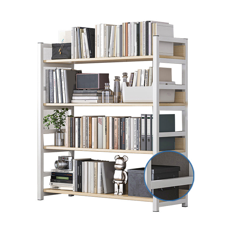 Industrial Vertical Etagere Bookshelf Steel Frame Manufactured Wood Shelf Bookshelf 31.5"L x 11.8"W x 44.1"H White-Wood Clearhalo 'Bookcases' 'furn' 'furn_bookcases' 'Furniture' 'furniture_bookcases' 'kitchen' 'kitchen_bookcases' 'Living Room Furniture' 'Office Furniture' 4719227