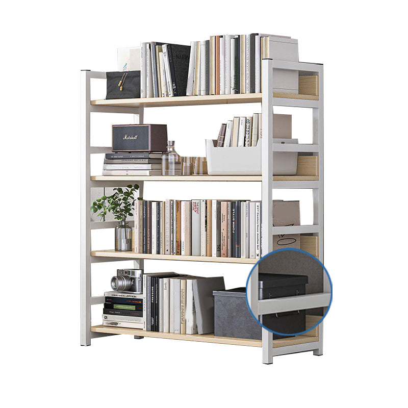 Industrial Vertical Etagere Bookshelf Steel Frame Manufactured Wood Shelf Bookshelf 23.6"L x 11.8"W x 44.1"H White-Wood Clearhalo 'Bookcases' 'furn' 'furn_bookcases' 'Furniture' 'furniture_bookcases' 'kitchen' 'kitchen_bookcases' 'Living Room Furniture' 'Office Furniture' 4719228