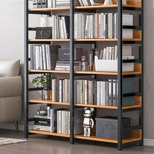 Industrial Vertical Etagere Bookshelf Steel Frame Manufactured Wood Shelf Bookshelf Clearhalo 'Bookcases' 'furn' 'furn_bookcases' 'Furniture' 'furniture_bookcases' 'kitchen' 'kitchen_bookcases' 'Living Room Furniture' 'Office Furniture' 4719237