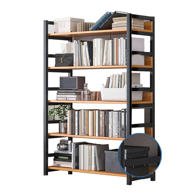Industrial Vertical Etagere Bookshelf Steel Frame Manufactured Wood Shelf Bookshelf 31.5"L x 11.8"W x 56.3"H Black-Wood Clearhalo 'Bookcases' 'furn' 'furn_bookcases' 'Furniture' 'furniture_bookcases' 'kitchen' 'kitchen_bookcases' 'Living Room Furniture' 'Office Furniture' 4719238